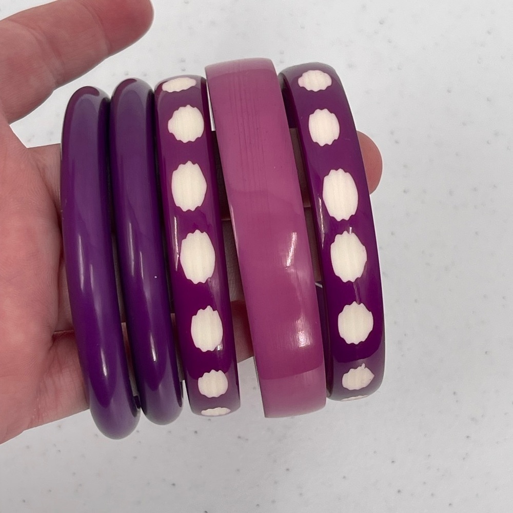 Antika nwt purple white boho bangle set